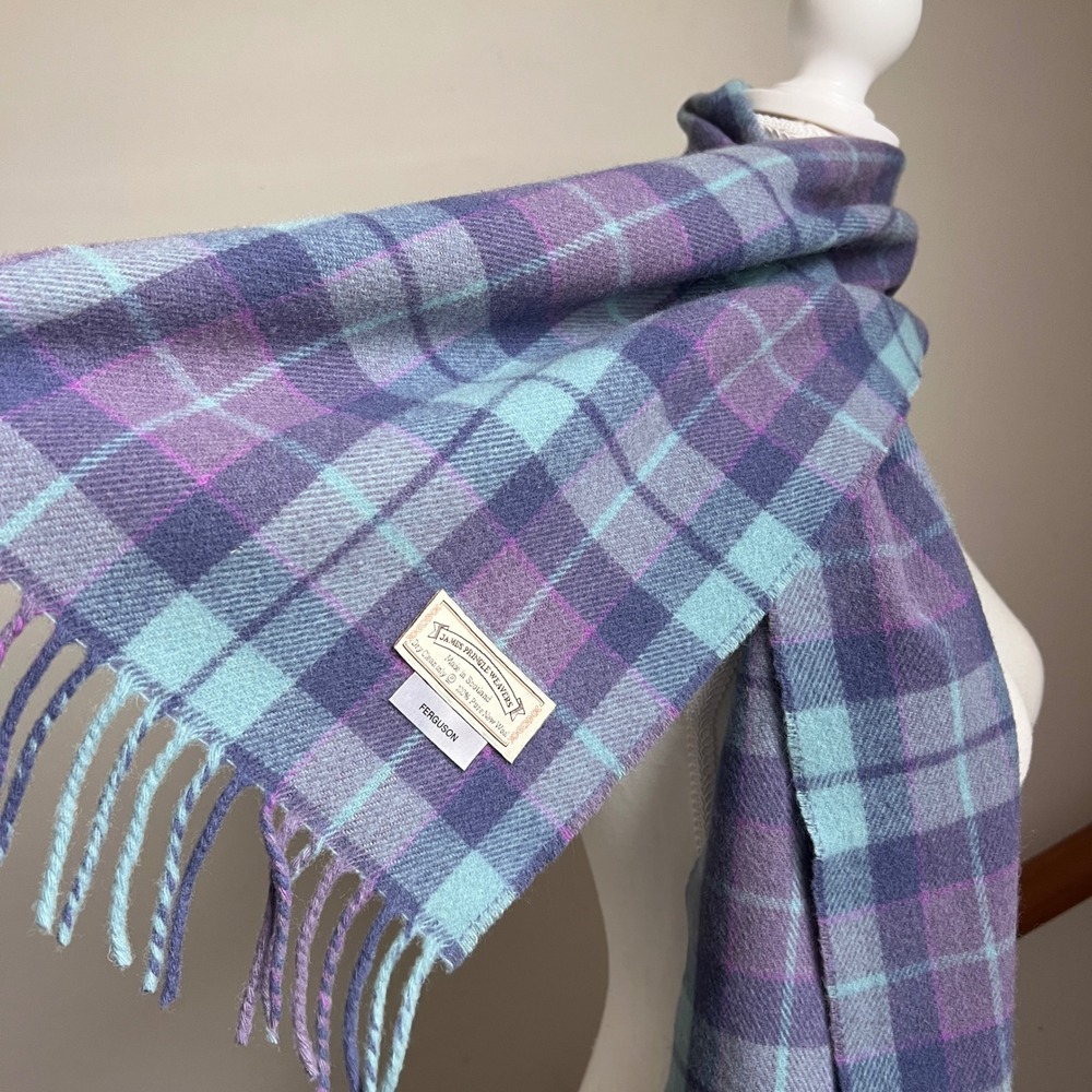 Vintage Plaid Wool Neck Scarf‎ James Pringle Weavers Tartan Made In Scotland - Picture 6 of 7
